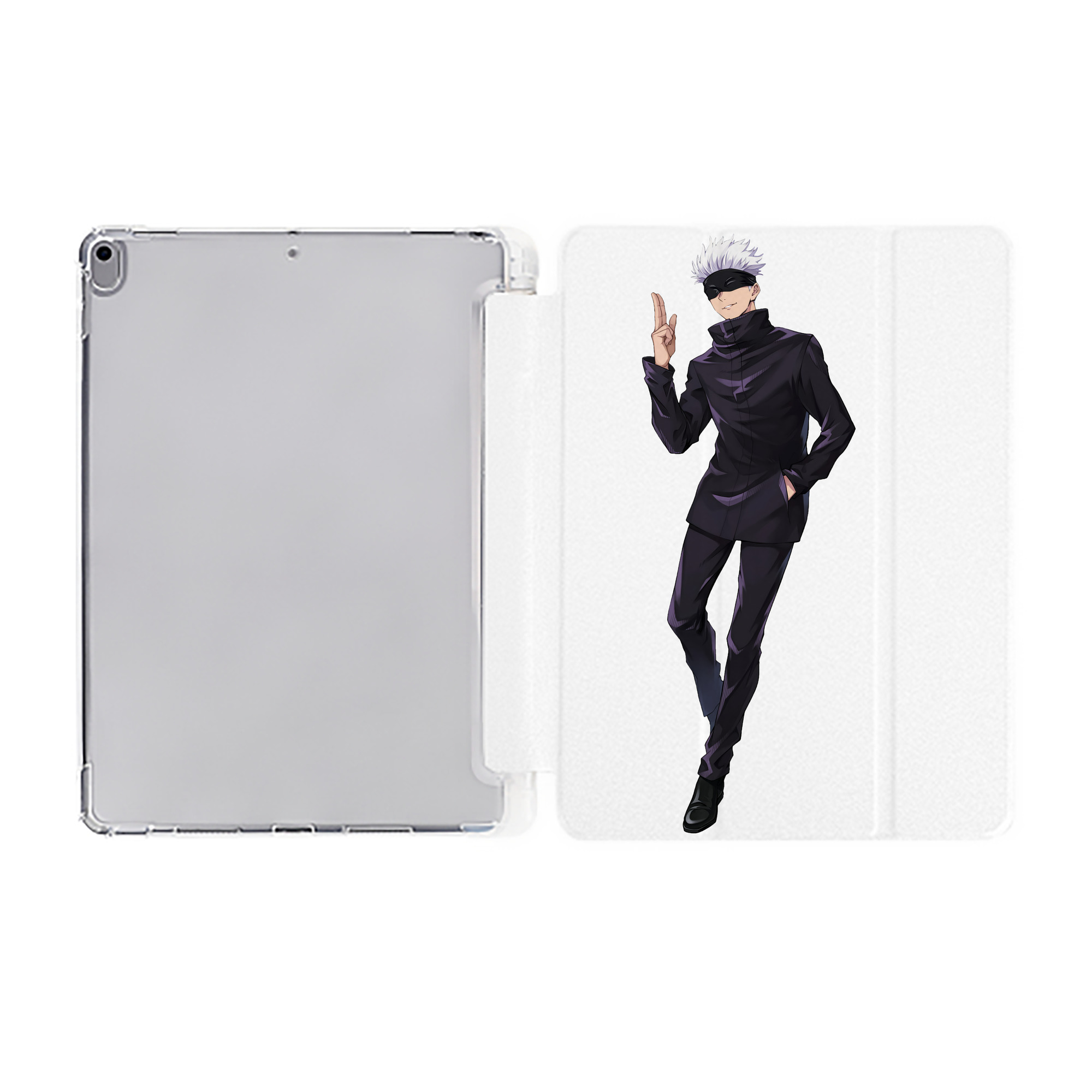 （画像用） 呪術廻戦 Jujutsu Kaisen IPad ケース ペン収納付き 三つ折りスタンド PUレザー×シリコン 対応機種9.5/10.5/10.9インチ